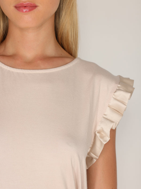 Maglia maniche raso plissé