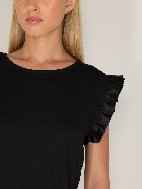 Maglia maniche raso plissé