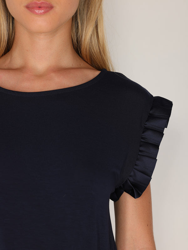 Maglia maniche raso plissé