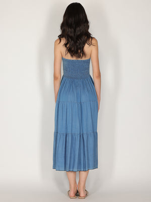 Abito in chambray con fascia elastica
