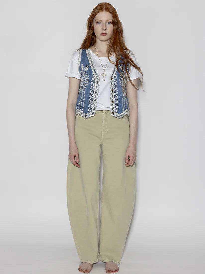Jeans Verde gamba larga