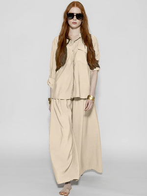 Camicia con tasche Beige