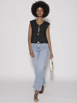 Gilet maglia Nero con bottoni oro