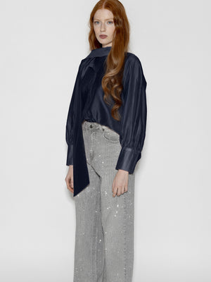 Camicia Blu con fiocco