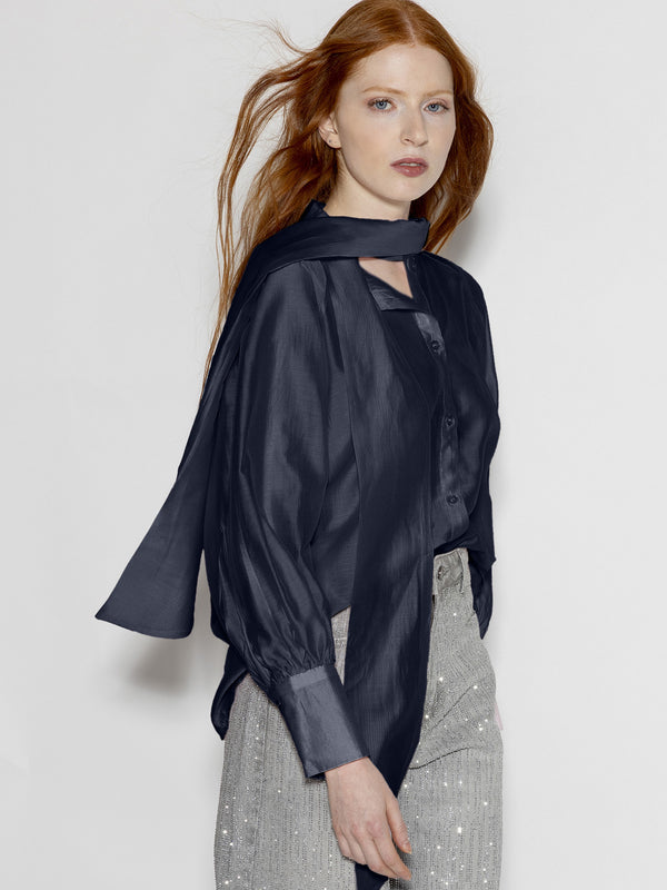 Camicia Blu con fiocco