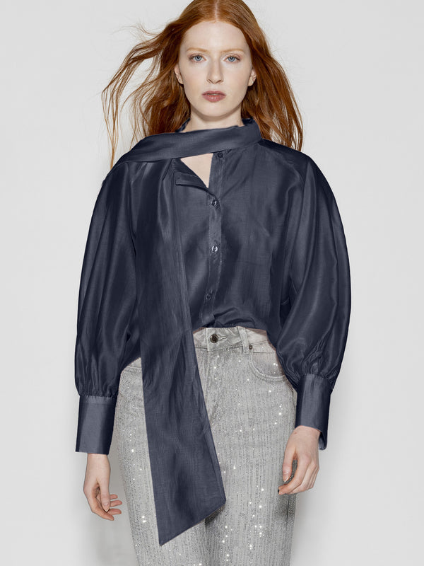 Camicia Blu con fiocco