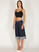 Bermuda jeans con risvolto