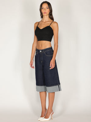 Bermuda jeans con risvolto