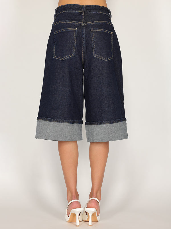 Bermuda jeans con risvolto
