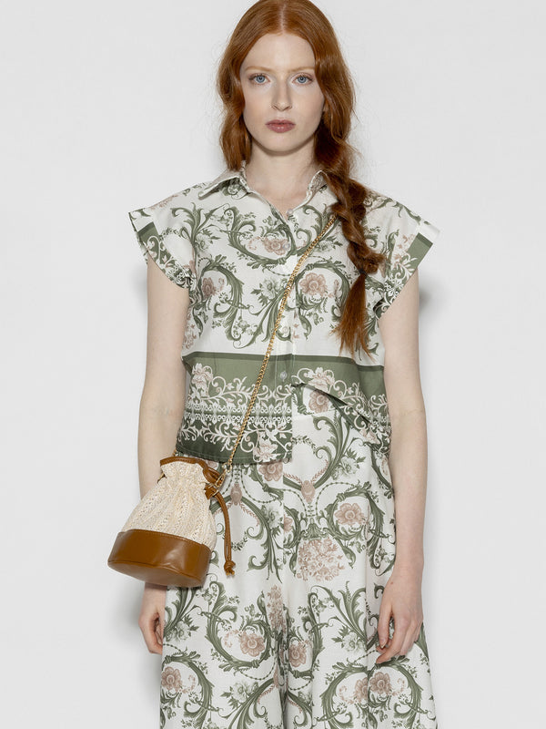 Camicia fantasia maniche corte Verde