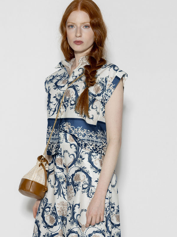 Camicia fantasia maniche corte Blu