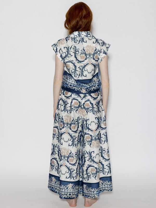 Camicia fantasia maniche corte Blu