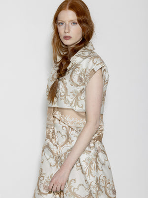 Camicia maniche corte fantasia Beige