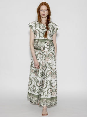 Camicia fantasia maniche corte Verde