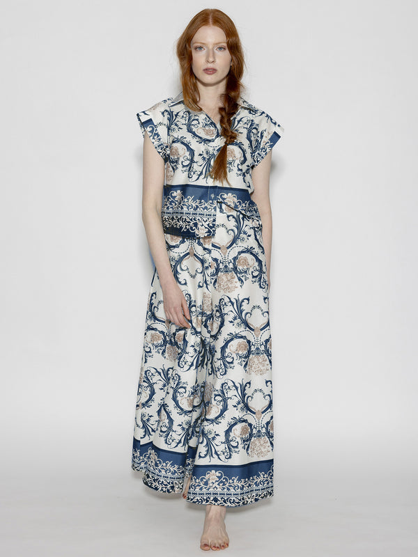 Camicia fantasia maniche corte Blu