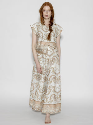 Camicia maniche corte fantasia Beige