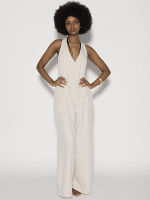 Tuta halter cut Beige