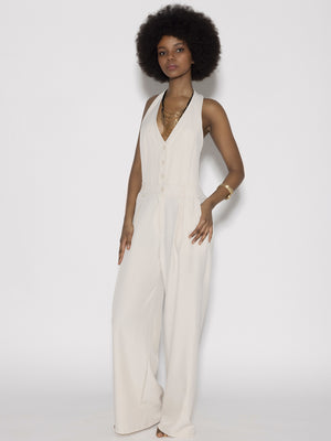 Tuta halter cut Beige