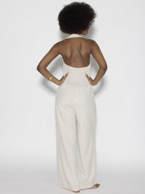 Tuta halter cut Beige