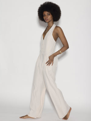 Tuta halter cut Beige