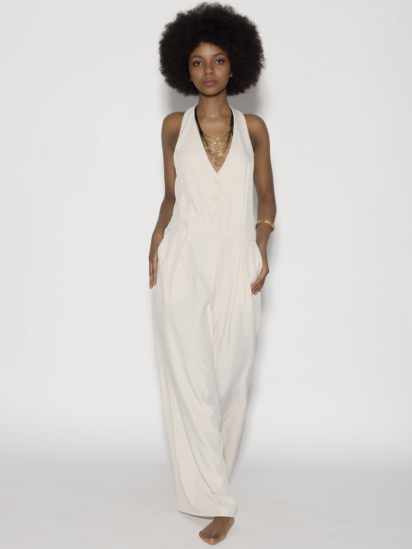Tuta halter cut Beige