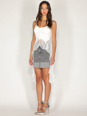 Gonna jeans strass risvolto