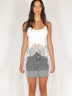 Top con pizzo rouge