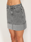 Gonna jeans strass risvolto