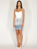 Top in cotone e pizzo