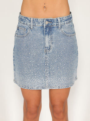 Gonna jeans strass