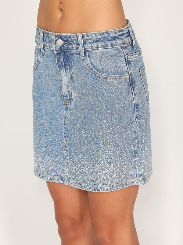 Gonna jeans strass