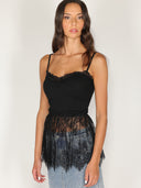 Top in cotone e pizzo