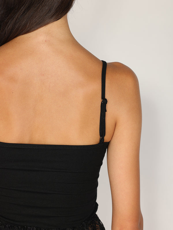 Top in cotone e pizzo