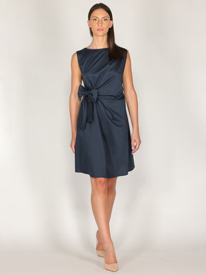 Abito midi in cotone con fiocco