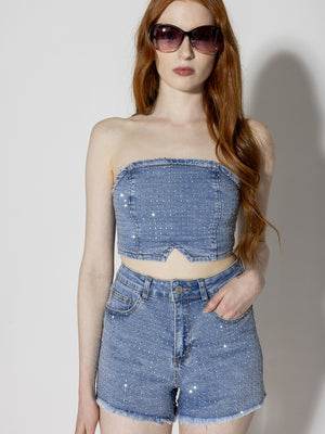 Completo Jeans Fascia & Shorts strass