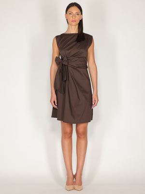 Abito midi in cotone con fiocco