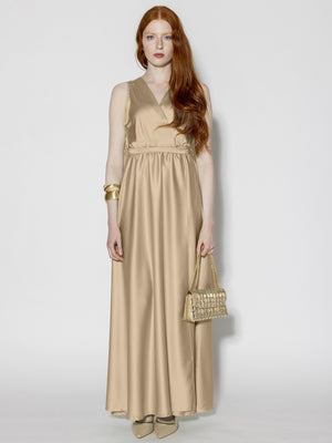 Abito raso spacco profilo Beige