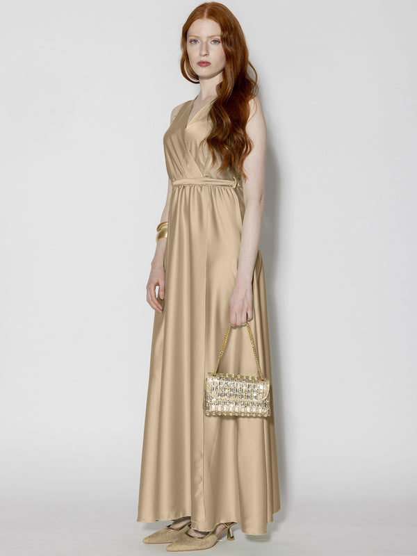 Abito raso spacco profilo Beige