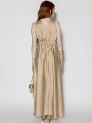 Abito raso spacco profilo Beige