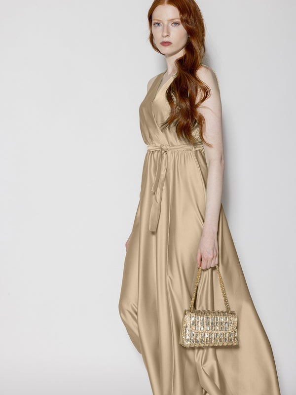 Abito raso spacco profilo Beige