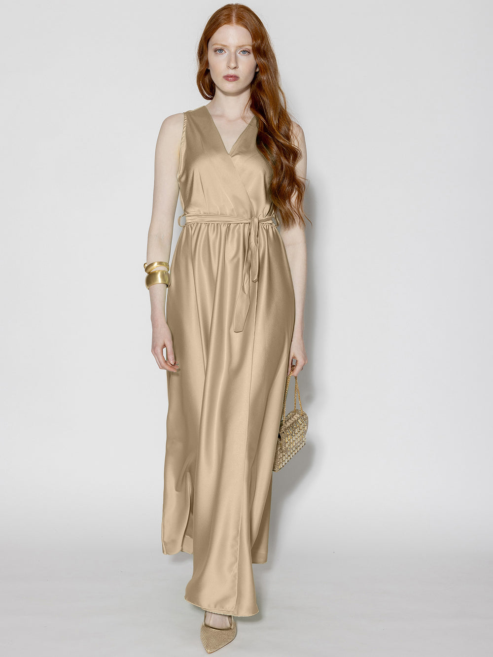 Abito raso spacco profilo Beige