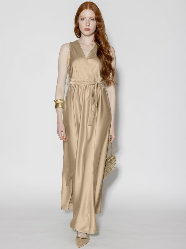 Abito raso spacco profilo Beige
