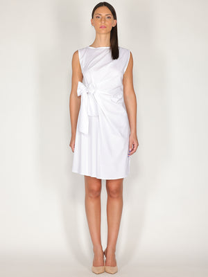 Abito midi in cotone con fiocco