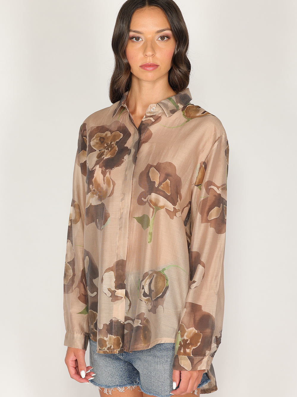 Camicia in voile a fiori