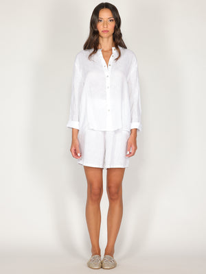 Camicia in lino con collo coreano