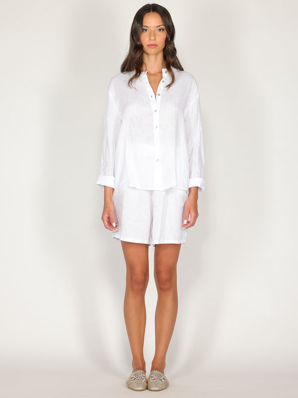 Camicia in lino con collo coreano