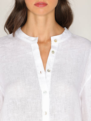 Camicia in lino con collo coreano