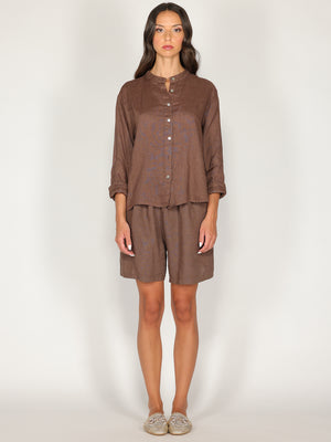 Camicia in lino con collo coreano