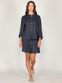 Camicia in lino con collo coreano