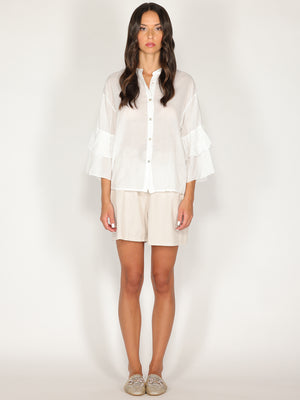 Camicia in cotone maniche a due balze